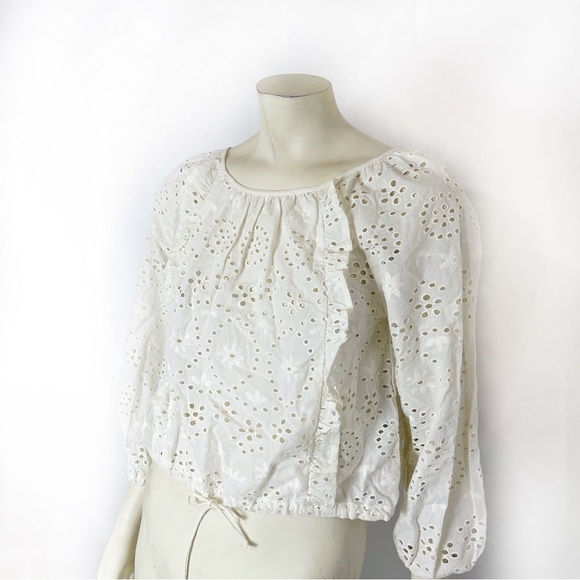 Joie Eyelet Ruffle Blouse Lace Size Size XS - Picture 2 of 8